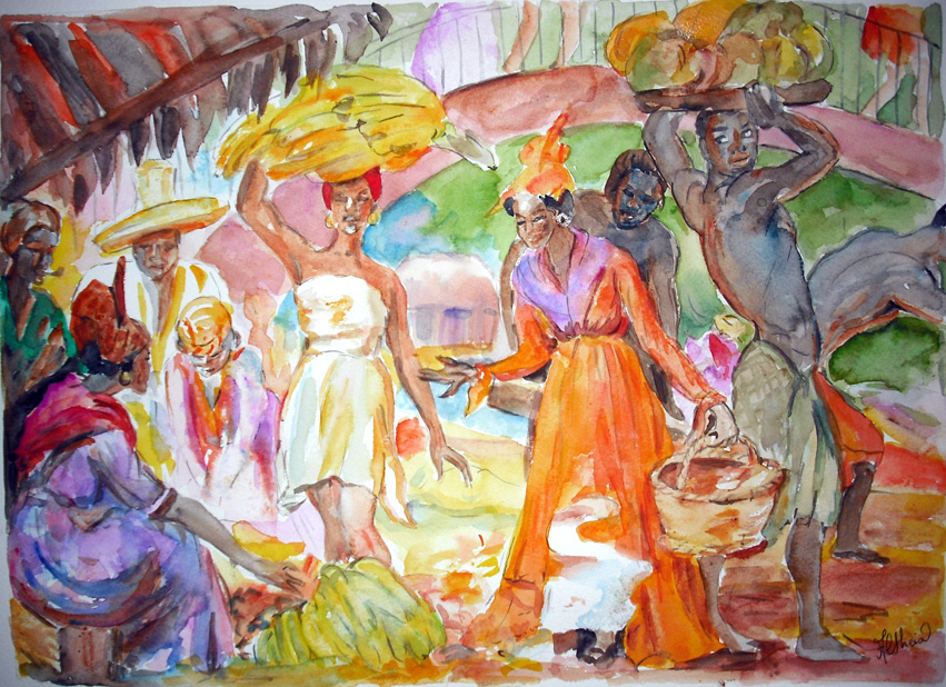 Huile sur toile "Marché de Fort-de-France"